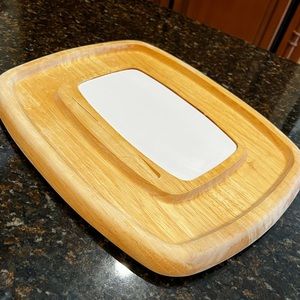 Vintage Goodwood Teak Wood Cheese Board With White Center Tile